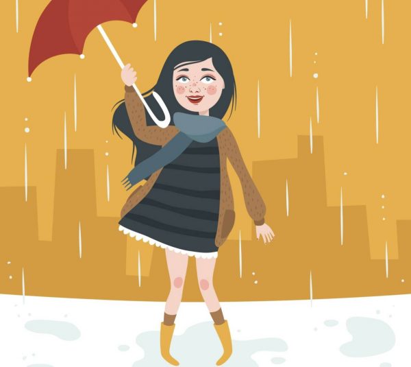 girl with umbrella in the rain